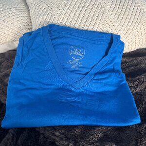 True Classic V-Neck T-Shirt XXL Blue | Soft Stretch Basic Tee